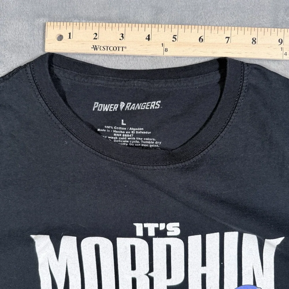 Power Rangers Its Morphin Time Graphic T Shirt Mens Large Black Tee RN 86947